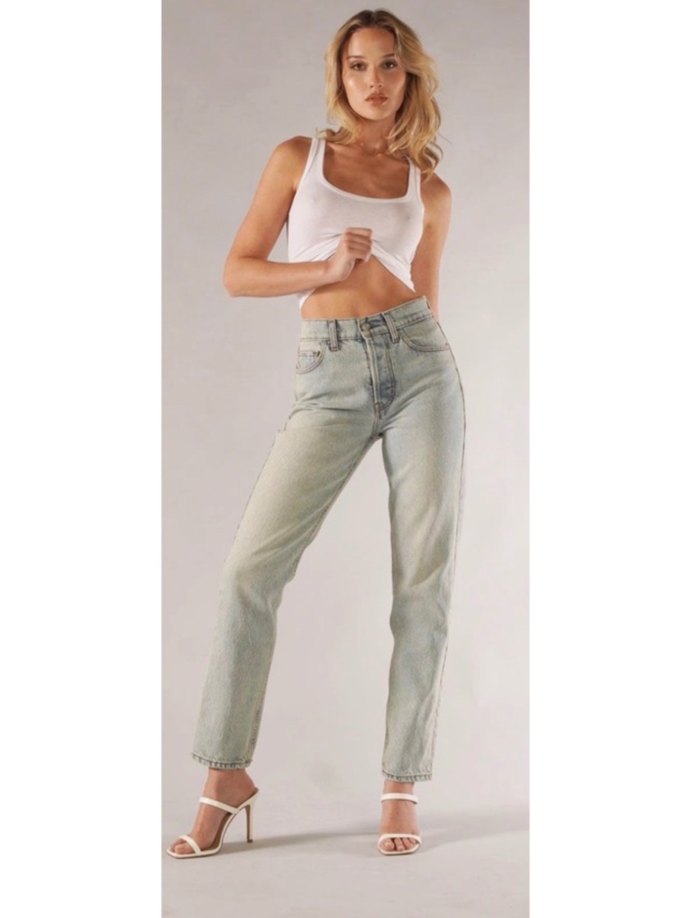 NWT Revice Denim Ex-Boyfriend Rickie Jeans Light Wash Straight Leg Size 24